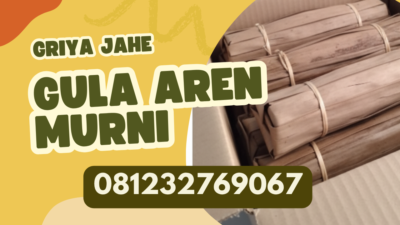 Gula aren murni tradisional batangan dari Griya Jahe, dibungkus daun aren, rasa kaya dan autentik