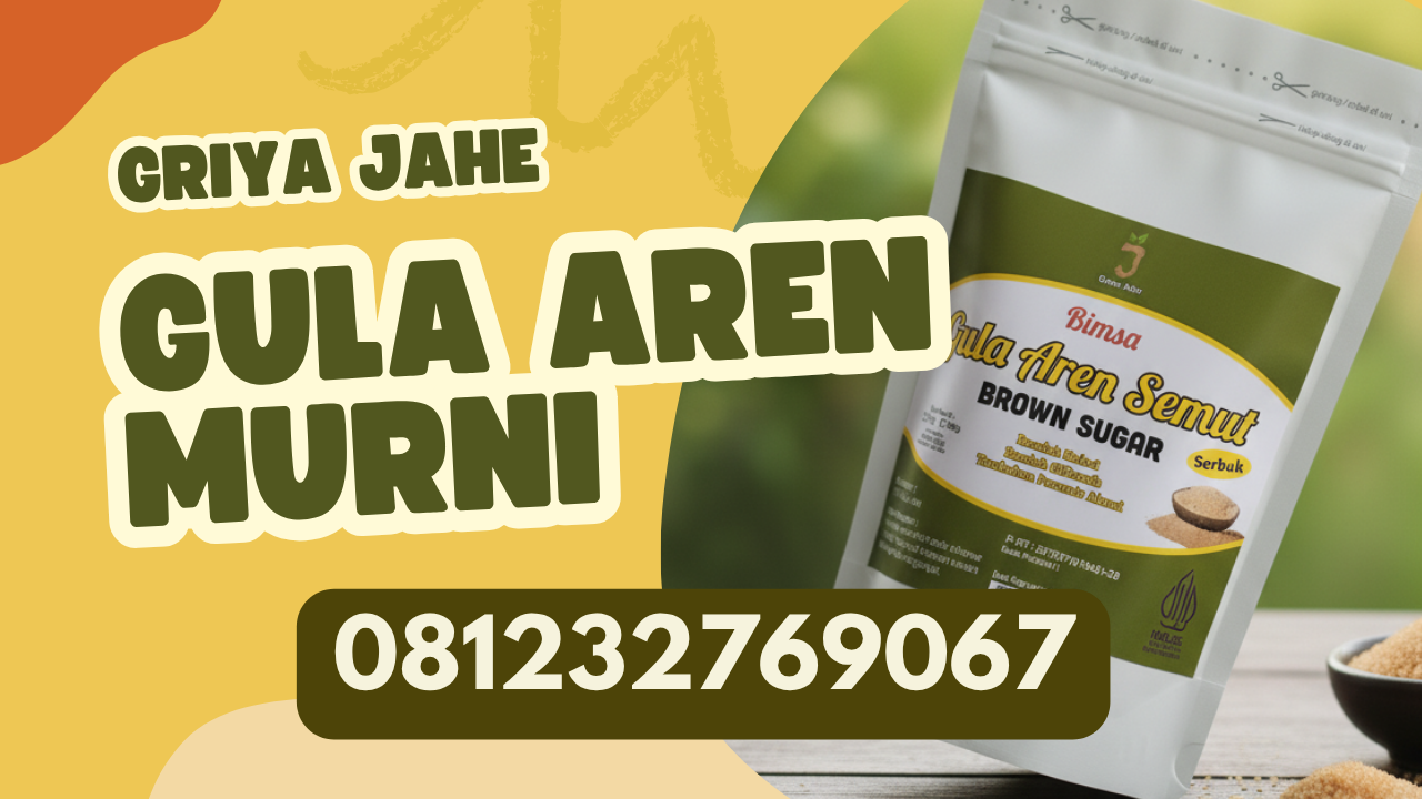 Kemasan gula aren murni serbuk Bimsa dari Griya Jahe, manis alami untuk kopi dan teh