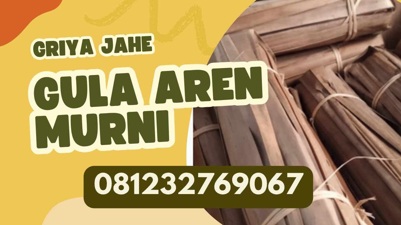 Close-up gula aren murni tradisional batangan, tekstur padat dan warna coklat alami dari Griya Jahe